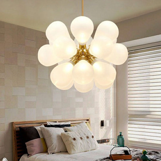 Creative Bubbles Chandelier Glass Pendant Light - 18-Bulb, Gold, Postmodern Design for Bedroom