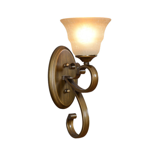 Traditional Frosted Glass Wall Light With Flared Design - Bedroom Lamp In Gold