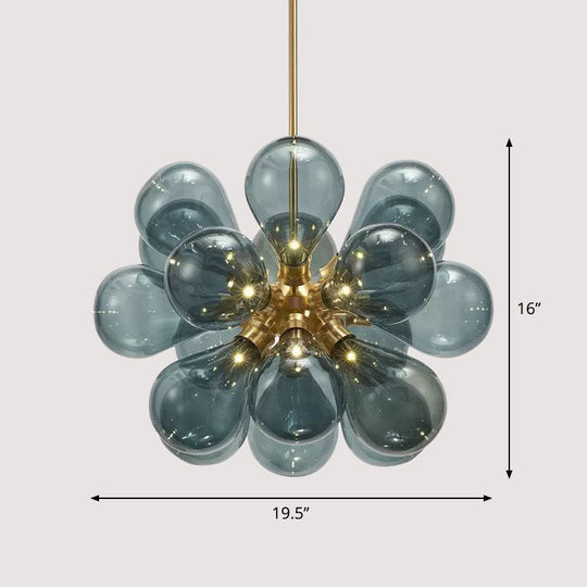 Creative Bubbles Chandelier Glass Pendant Light - 18-Bulb, Gold, Postmodern Design for Bedroom