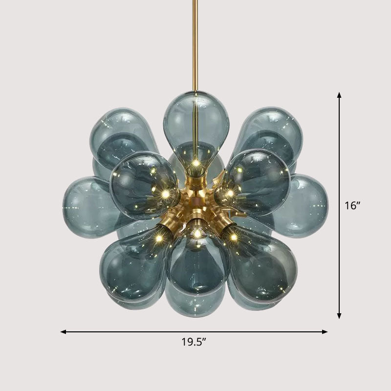 Postmodern 18-Bulb Gold Glass Chandelier - Creative Bubbles Bedroom Pendant Light