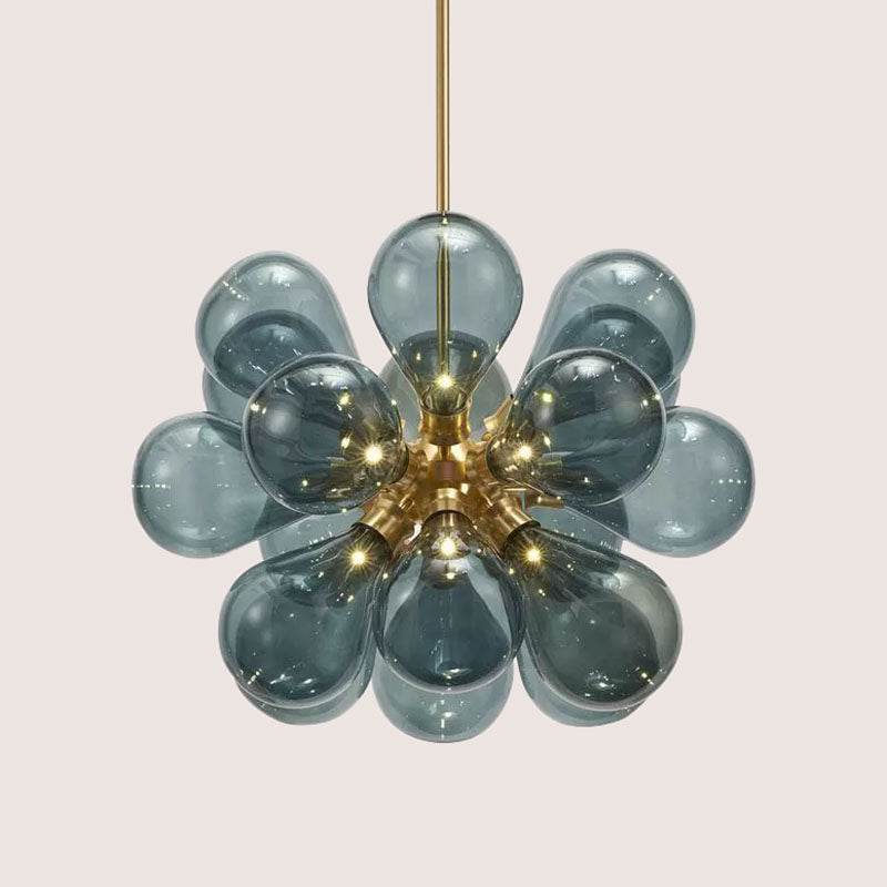 Creative Bubbles Chandelier Glass Pendant Light - 18-Bulb, Gold, Postmodern Design for Bedroom