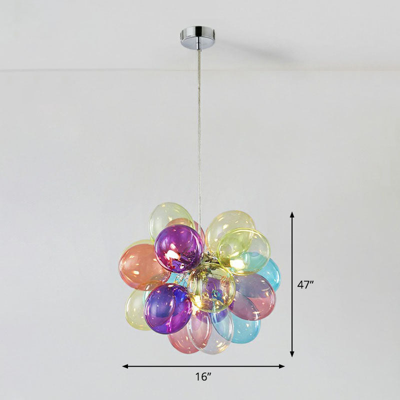 Colorful Led Balloon Chandelier For Kids Bedroom - Stainless Steel & Cartoon Glass Lamp 3 /