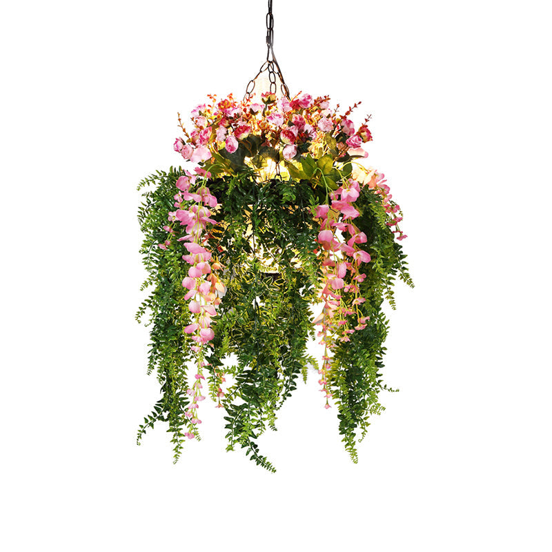 Farmhouse Plant Chandelier Light - Metal 4-Head Pendant For Restaurant Suspension