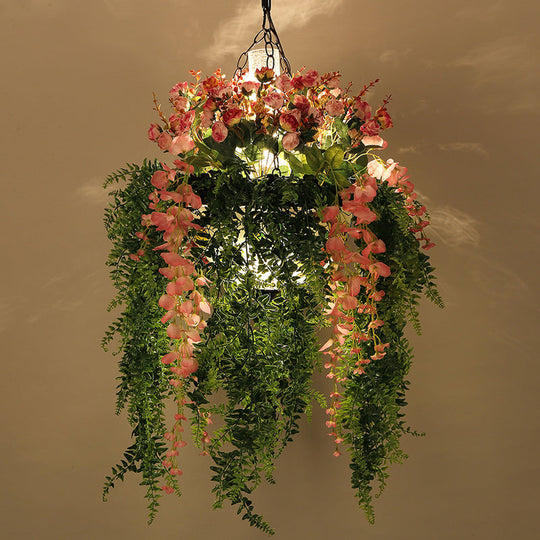 Rustic Plant Chandelier - Metallic 4-Head Suspension Pendant for Restaurants