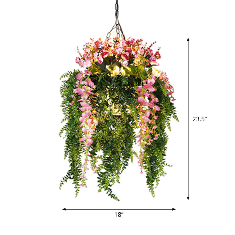 Rustic Plant Chandelier - Metallic 4-Head Suspension Pendant for Restaurants