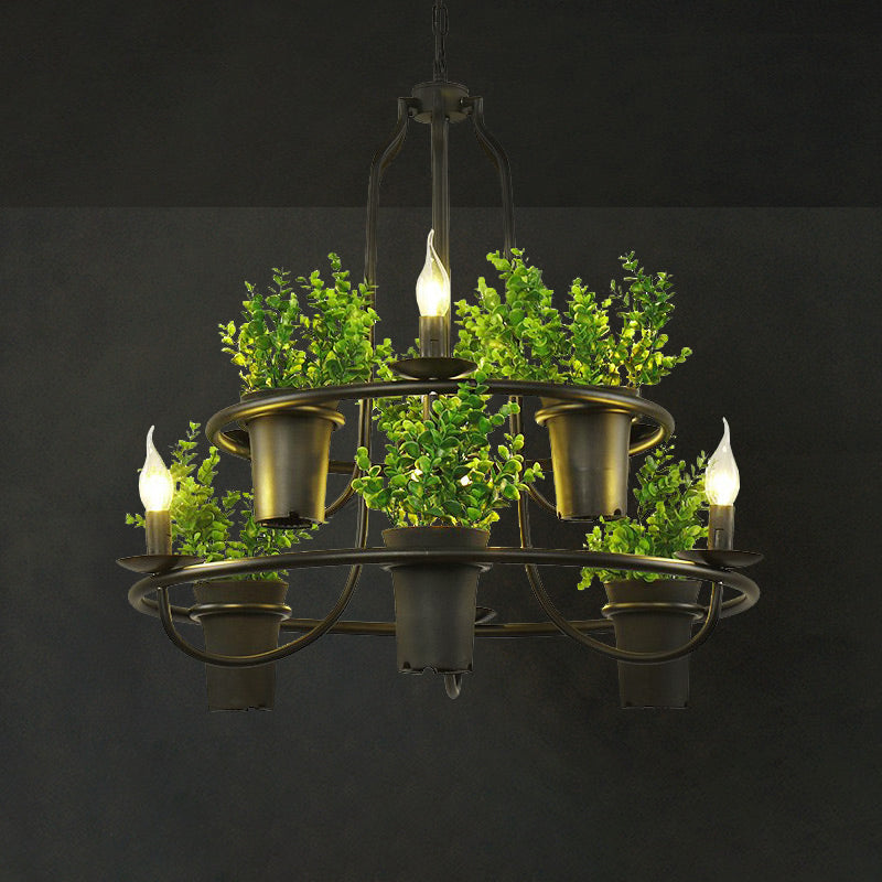 Metal Pendant Chandelier: Farm-Style Hanging Light Fixture For Restaurants And Décor Green