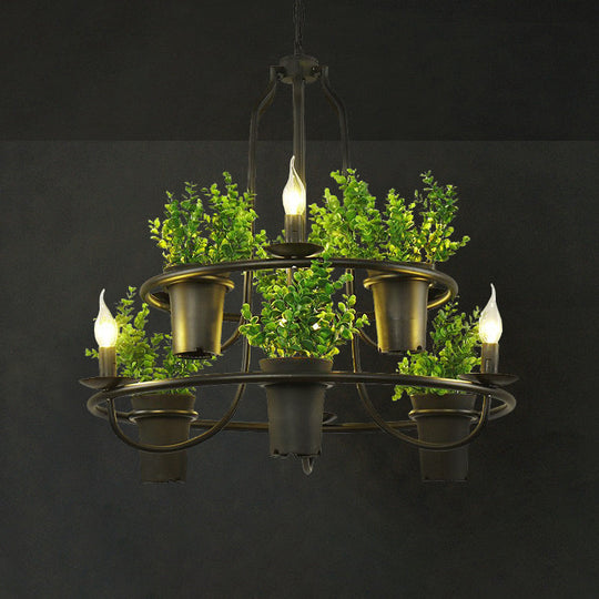 Metal Pendant Chandelier: Farm-Style Hanging Light Fixture For Restaurants And Décor Green