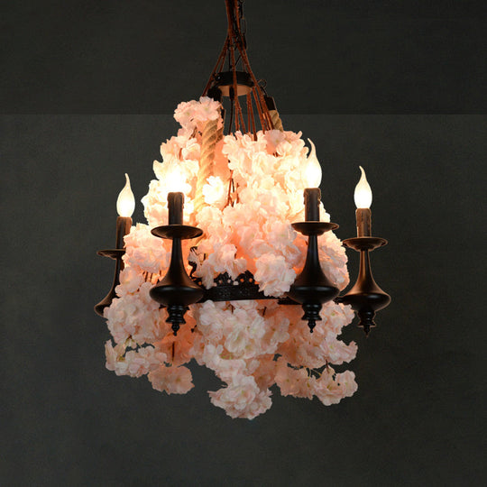 Metal Pendant Chandelier: Farm-Style Hanging Light Fixture For Restaurants And Décor Pink