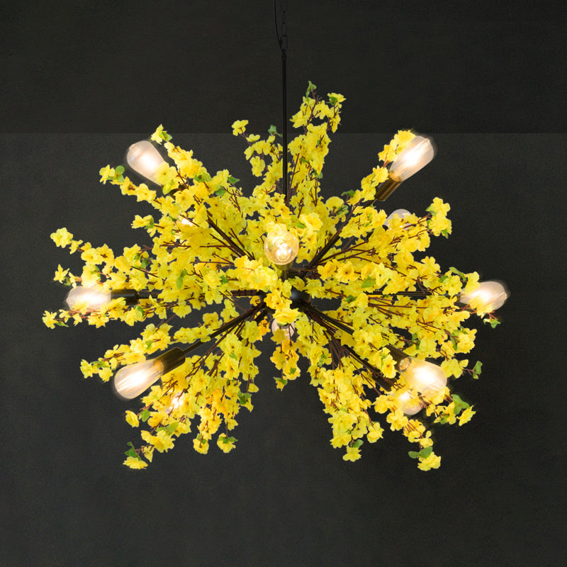 Metal Pendant Chandelier: Farm-Style Hanging Light Fixture For Restaurants And Décor Yellow