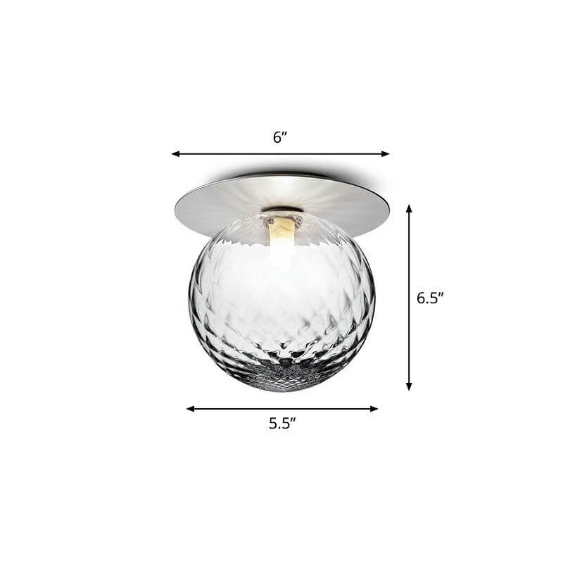 Modern Semi Flush Mount Ceiling Lamp with Ball Glass Shade - 1 Bulb Aisle Lighting