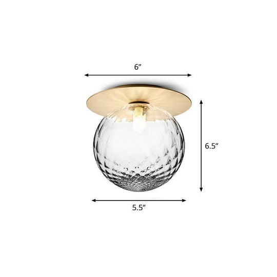 Modern Semi Flush Mount Ceiling Lamp with Ball Glass Shade - 1 Bulb Aisle Lighting