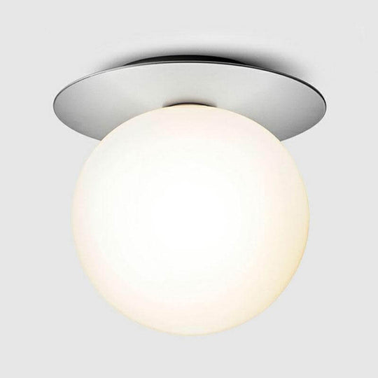 Modern Semi Flush Mount Ceiling Lamp with Ball Glass Shade - 1 Bulb Aisle Lighting