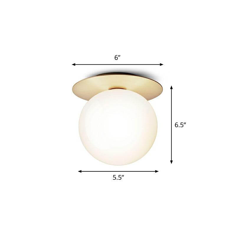 Modern Semi Flush Mount Ceiling Lamp with Ball Glass Shade - 1 Bulb Aisle Lighting