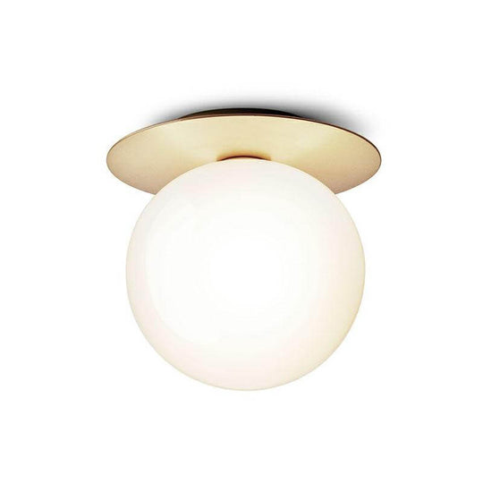 Modern Semi Flush Mount Ceiling Lamp with Ball Glass Shade - 1 Bulb Aisle Lighting