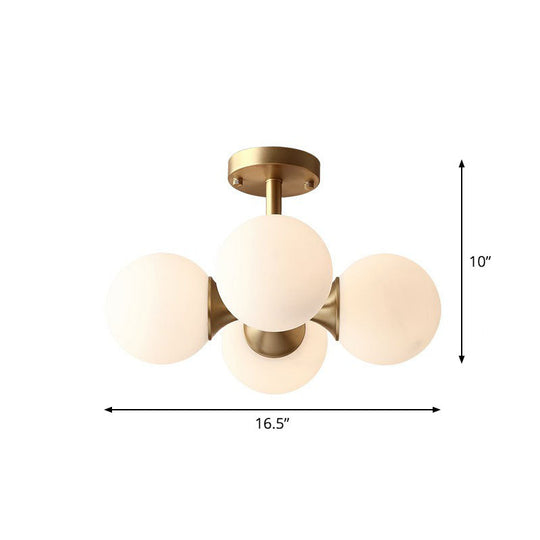 Minimalist Gold Ceiling Light with Opal Glass Shade - Ideal for Bedroom Design