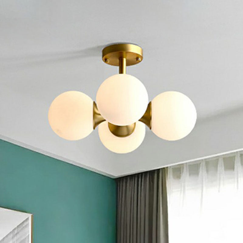 Minimalist Gold Ceiling Light with Opal Glass Shade - Ideal for Bedroom Design