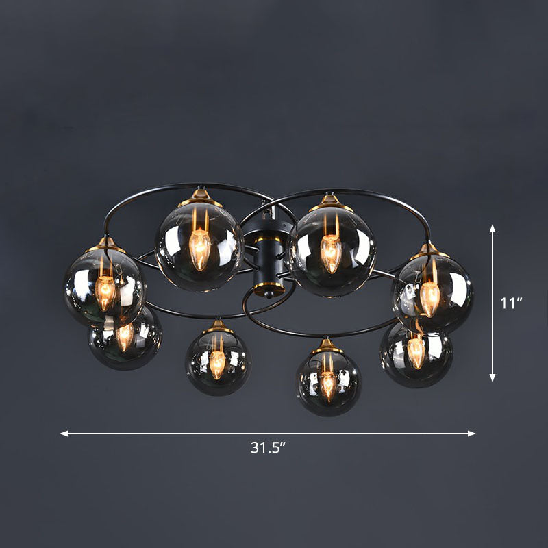 Post-Modern Glass Black Semi Flush Chandelier - Stylish Living Room Ceiling Light 8 / Smoke Gray