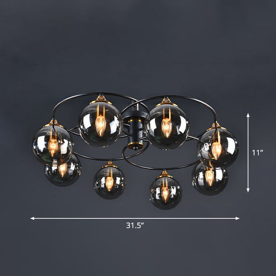 Post-Modern Glass Black Semi Flush Chandelier - Stylish Living Room Ceiling Light 8 / Smoke Gray