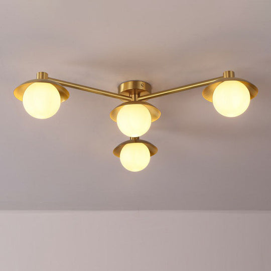 Modern Gold Finish Ceiling Light With Unique Molecule Design And White Glass Shade 4 /