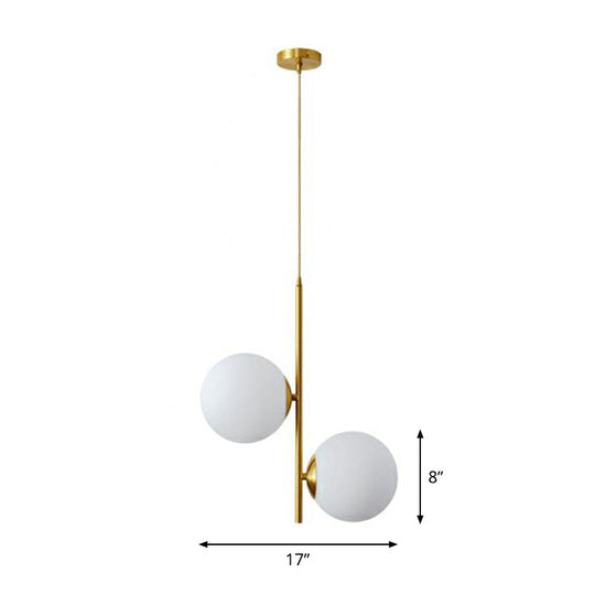 Minimalist Gold Finish Bedroom Chandelier With Opal Glass Globe Shade / Large