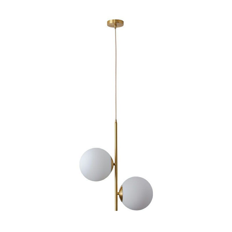 Minimalist Gold Finish Bedroom Chandelier With Opal Glass Globe Shade