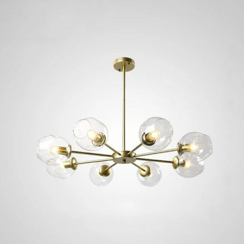 Hanging Glass Cup Chandelier Light Fixture For Living Room 8 / Gold Clear