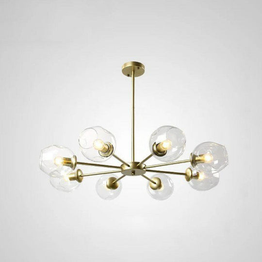 Hanging Glass Cup Chandelier Light Fixture For Living Room 8 / Gold Clear