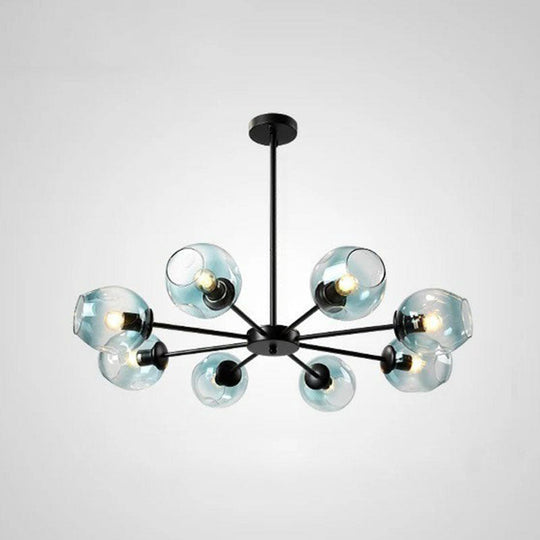 Hanging Glass Cup Chandelier Light Fixture For Living Room 8 / Black Blue