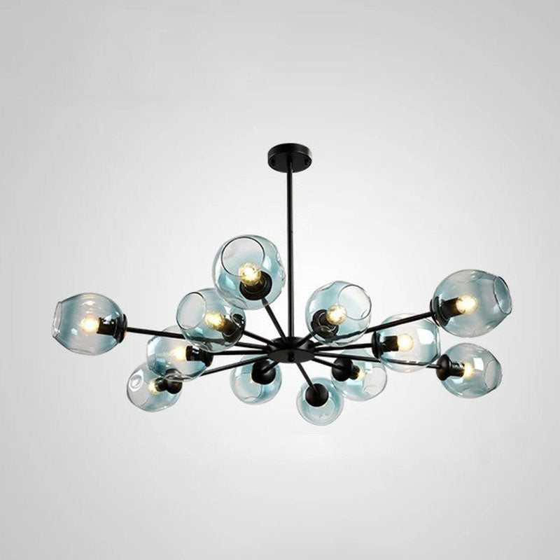 Hanging Glass Cup Chandelier Light Fixture For Living Room 12 / Black Blue