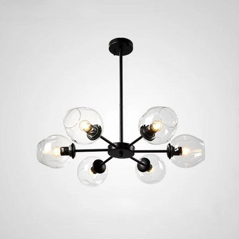 Hanging Glass Cup Chandelier Light Fixture For Living Room 6 / Black Clear