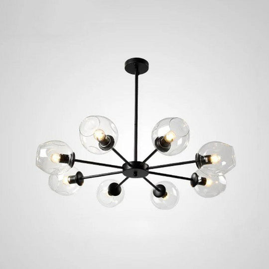 Hanging Glass Cup Chandelier Light Fixture For Living Room 8 / Black Clear