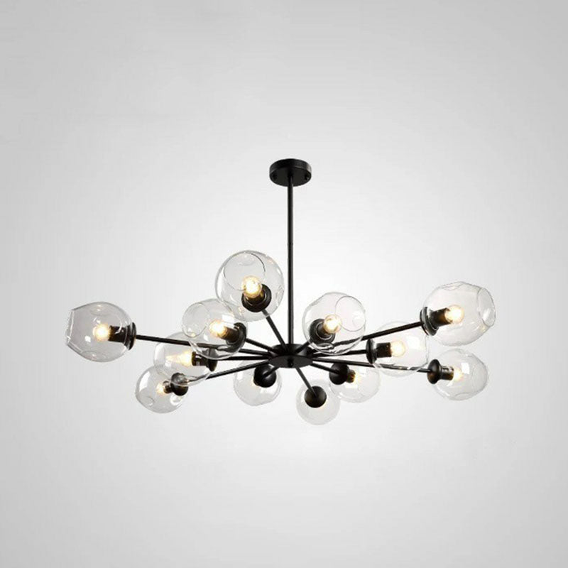 Hanging Glass Cup Chandelier Light Fixture For Living Room 12 / Black Clear