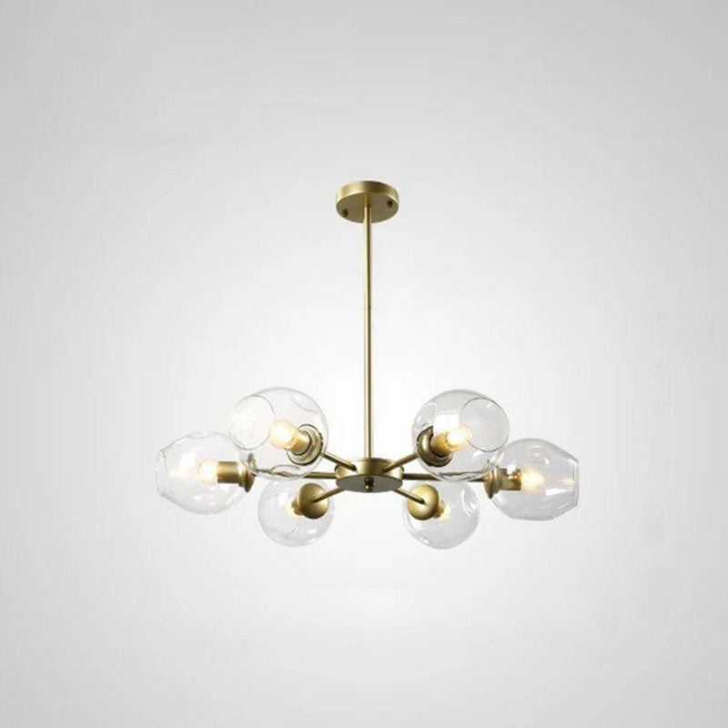 Hanging Glass Cup Chandelier Light Fixture For Living Room 6 / Gold Clear