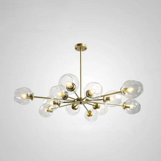 Hanging Glass Cup Chandelier Light Fixture For Living Room 12 / Gold Clear