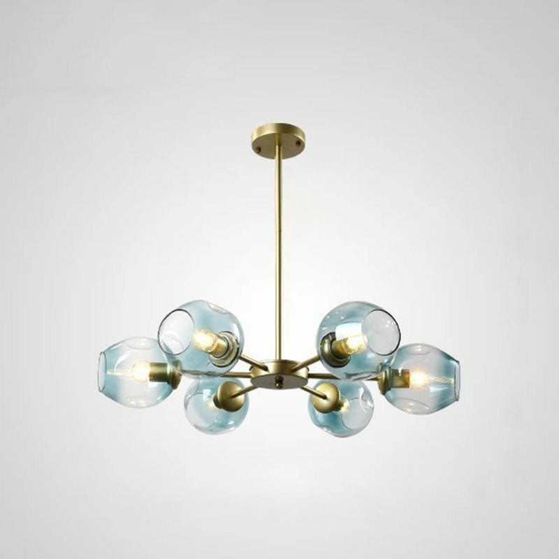 Hanging Glass Cup Chandelier Light Fixture For Living Room 6 / Gold Blue