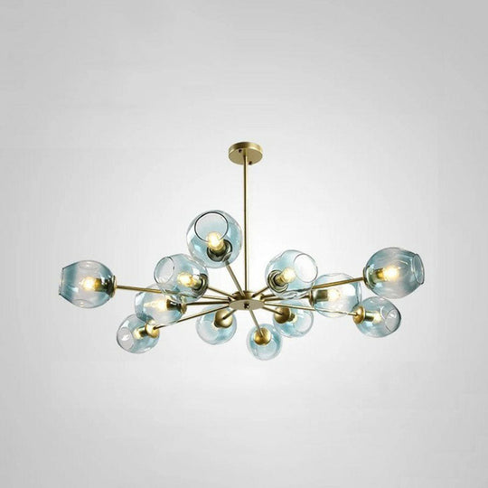 Hanging Glass Cup Chandelier Light Fixture For Living Room 12 / Gold Blue