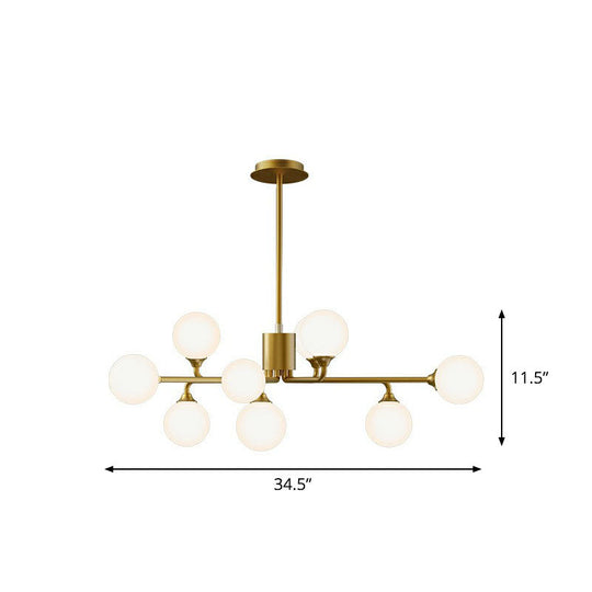 Sputnik Glass Ceiling Chandelier - Postmodern Milky Ball Hanging Light Kit For Living Room 9 / Gold