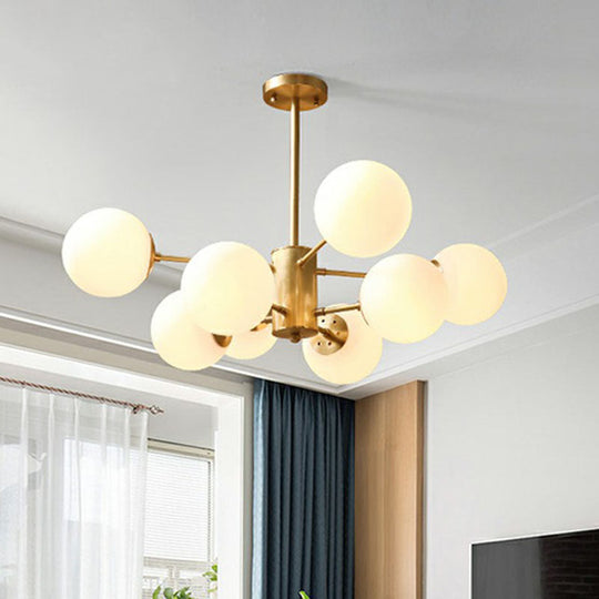 Gold Glass Sphere Ceiling Chandelier - Postmodern Hanging Light For Living Room