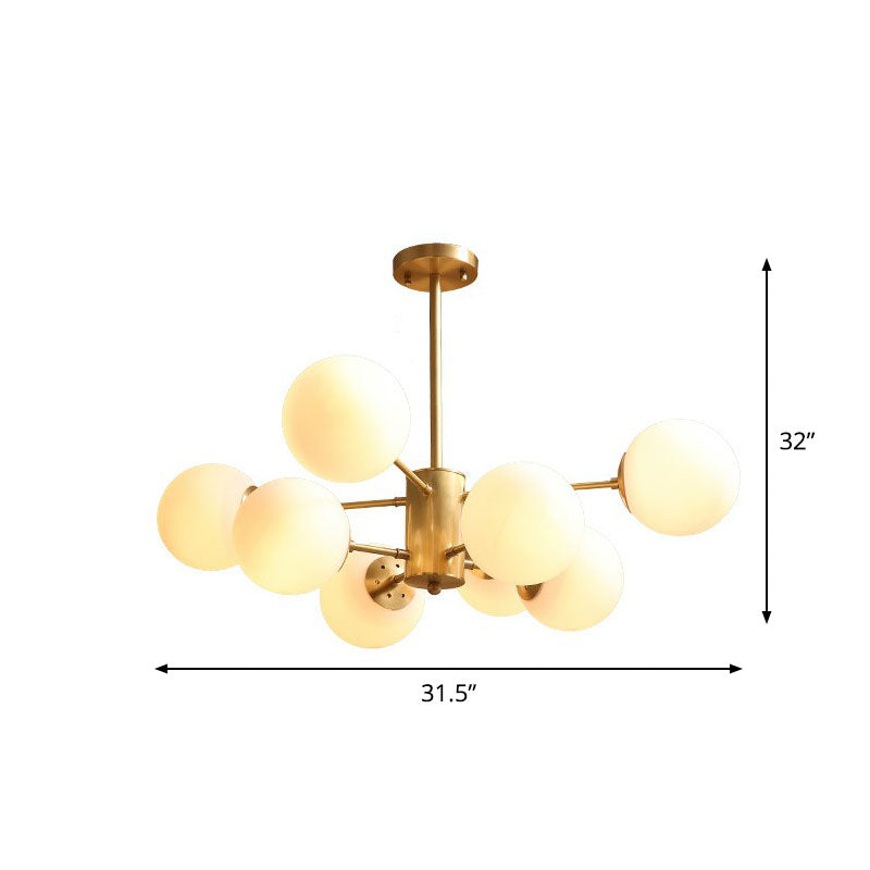 Gold Glass Sphere Ceiling Chandelier - Postmodern Hanging Light For Living Room 8 /