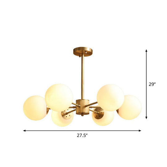 Gold Glass Sphere Ceiling Chandelier - Postmodern Hanging Light For Living Room 6 /