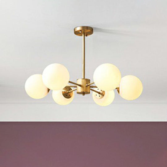 Gold Glass Sphere Ceiling Chandelier - Postmodern Hanging Light For Living Room