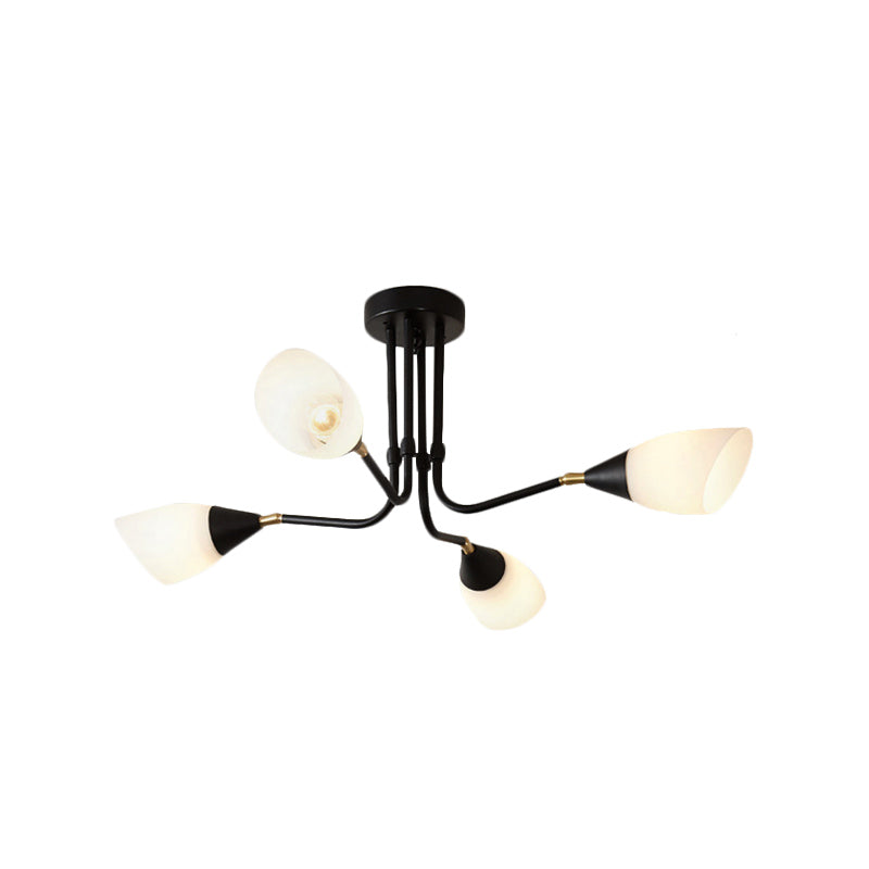 Traditional Frosted Glass Sputnik Semi Flush Light With 4/6/8 White Lights - Ideal For Bedroom