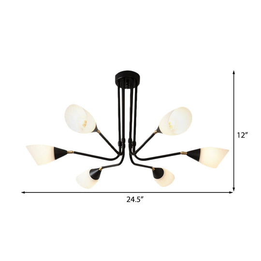 Traditional Frosted Glass Sputnik Semi Flush Light With 4/6/8 White Lights - Ideal For Bedroom