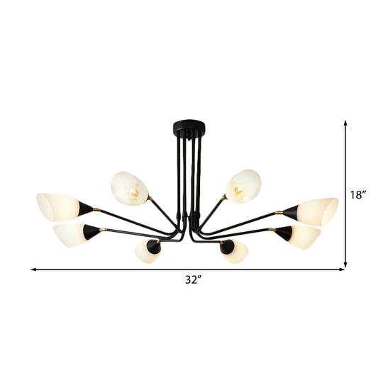 Traditional Frosted Glass Sputnik Semi Flush Light With 4/6/8 White Lights - Ideal For Bedroom