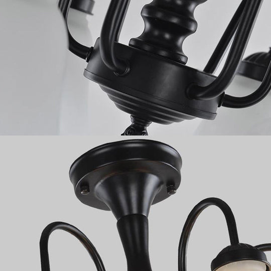 Black Semi Flush Light With Frosted Glass Bell Shades - Ideal For Living Room Ceiling Mount