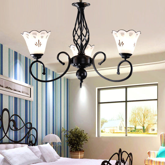 Traditional Black Floral Chandelier - Metal Ceiling Light With 5/6/8 Lights Living Room Fixture