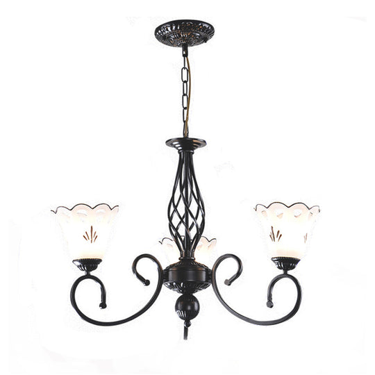 Traditional Black Floral Chandelier - Metal Ceiling Light With 5/6/8 Lights Living Room Fixture