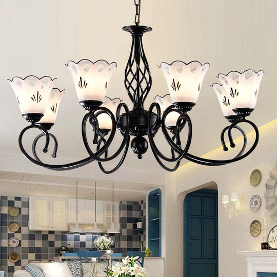 Traditional Black Floral Chandelier - Metal Ceiling Light With 5/6/8 Lights Living Room Fixture