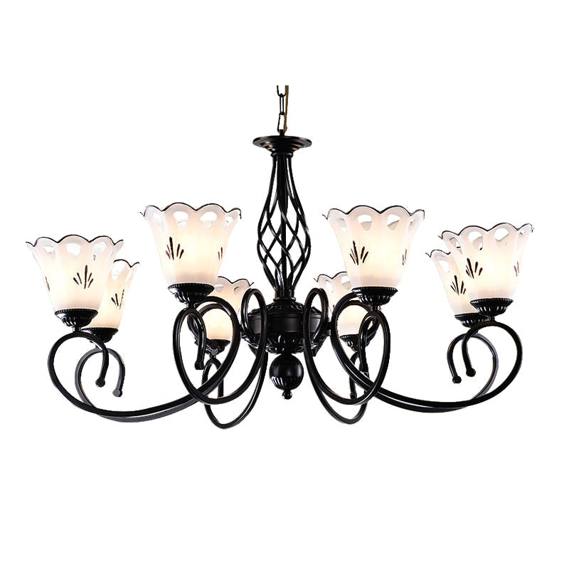 Traditional Black Floral Chandelier - Metal Ceiling Light With 5/6/8 Lights Living Room Fixture