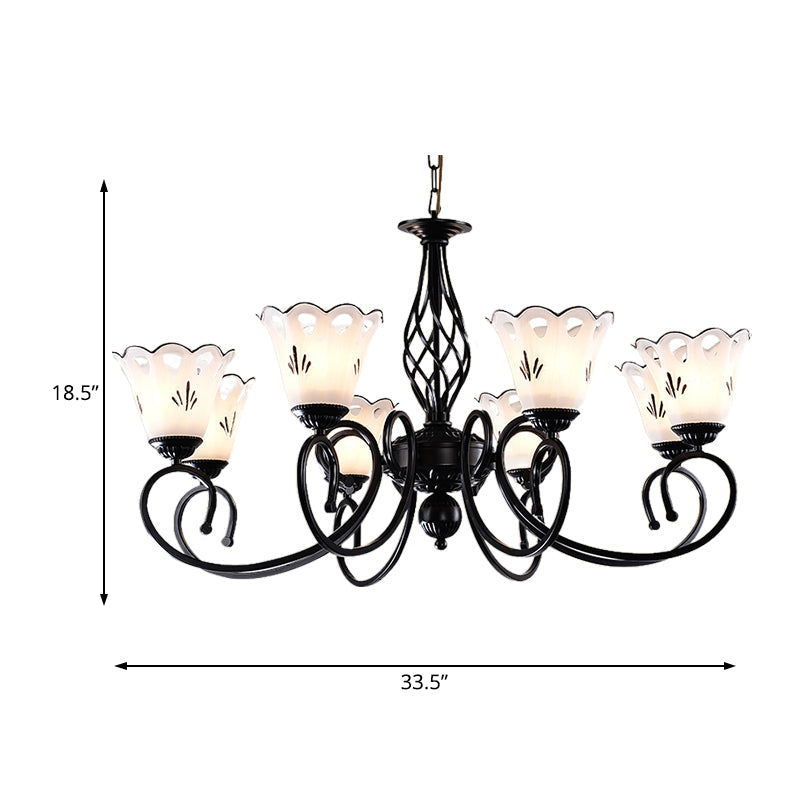 Traditional Black Floral Chandelier - Metal Ceiling Light With 5/6/8 Lights Living Room Fixture